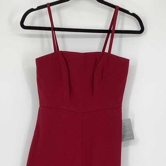 NEW! Dessy Collection Size 0 Spaghetti Strap Jumpsuit Burgundy $263 msrp J4-2 - Picture 7 of 10